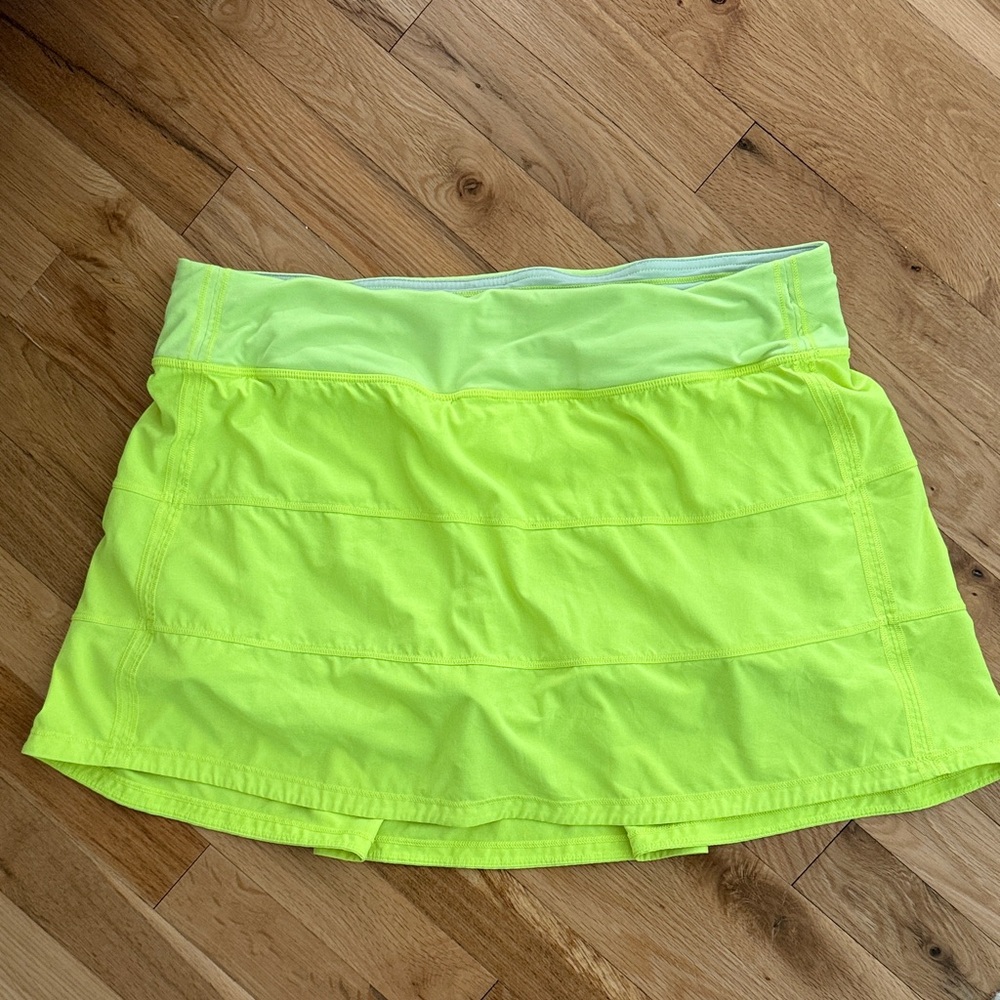Lululemon tennis Skirt - built in shorts - viral neon yellow